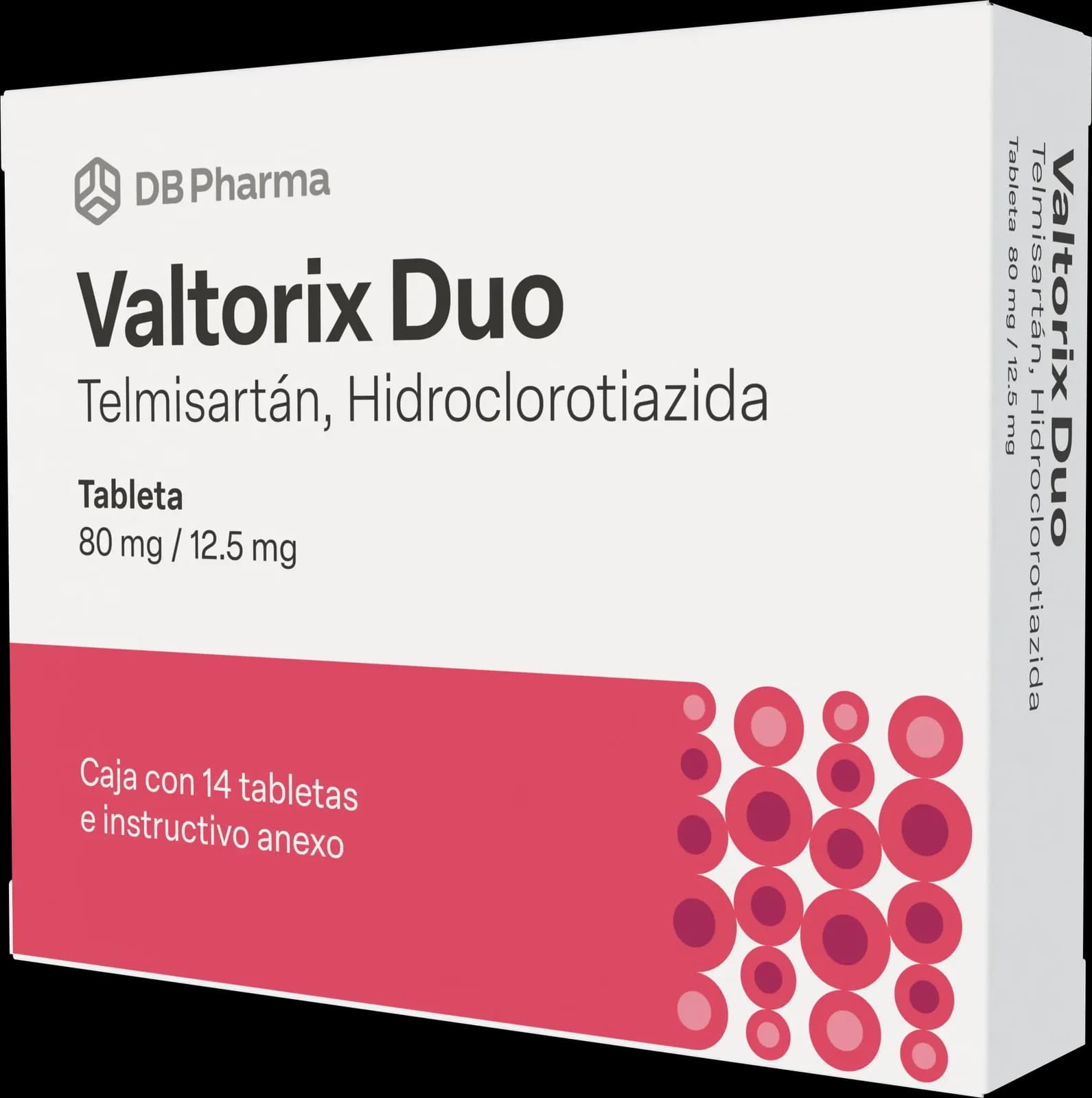 Empaque de Valtorix Duo (Telmisartán / hidroclorotiazida 80 mg / 12.5 mg)